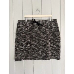NWOT Loft Plus Skirt 18 Black Gray Boucle Knit Pull On Drawstring Stretch NEW